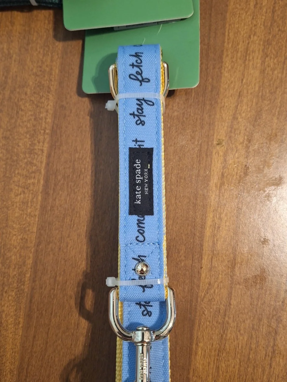 kate spade Light Blue Printed Pet Leash with Gold Hardware